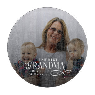 Modern Best Grandma Ever Photo Personalized Cutting Board