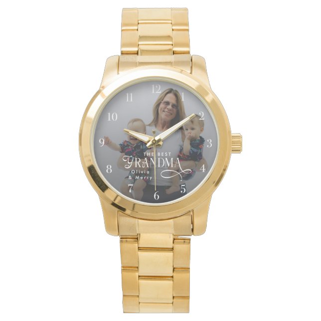 Modern Best Grandma Ever Photo Personalized Watch (Front)