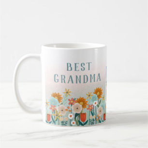 Modern Best Grandma Floral Photo Collage Coffee Mug