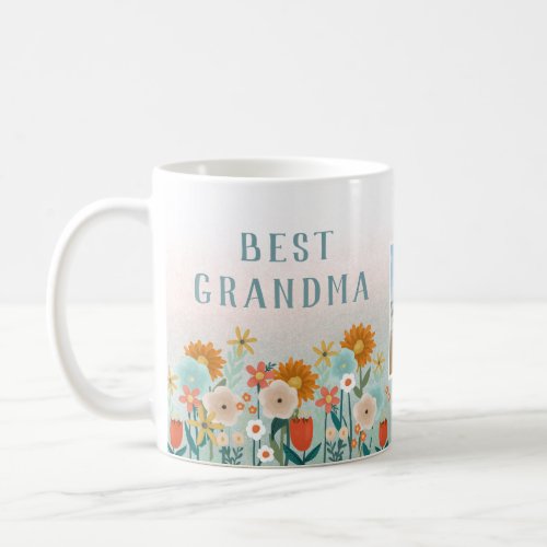 Modern Best Grandma Floral Photo Collage Coffee Mug