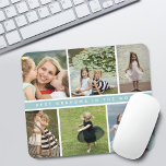 Modern Best Grandma Photo Collage Purple Mouse Pad<br><div class="desc">Modern 6 photo collage on a grid with sea blue stripe in the middle that says "best grandma in the word" mouse pad.</div>