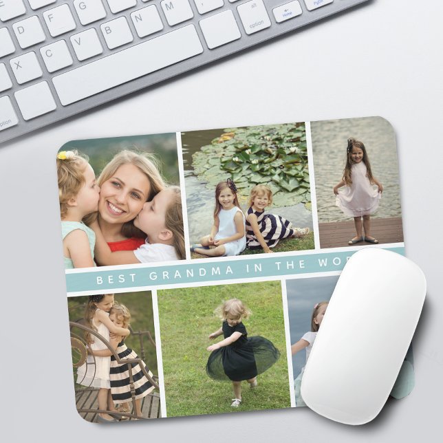 Modern Best Grandma Photo Collage Purple Mouse Pad (Modern Best Grandma or Mommy Photo Collage Mouse Pad)