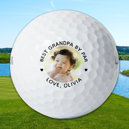 Modern Best GRANDPA By Par Custom Photo Golf Balls