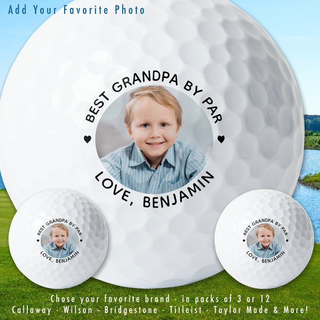 Modern Best GRANDPA By Par Personalized Photo Golf Balls (Creator Uploaded)