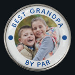 Modern BEST GRANDPA BY PAR Photo Blue Personalized Golf Ball Marker<br><div class="desc">Create personalized photo golf ball markers for the golfer grandfather with the suggested editable title BEST GRANDPA BY PAR in a changeable blue text color. PHOTO TIP: Choose a photo with the subject in the middle and/or pre-crop it to a square shape BEFORE uploading and use the CHANGE tab in...</div>