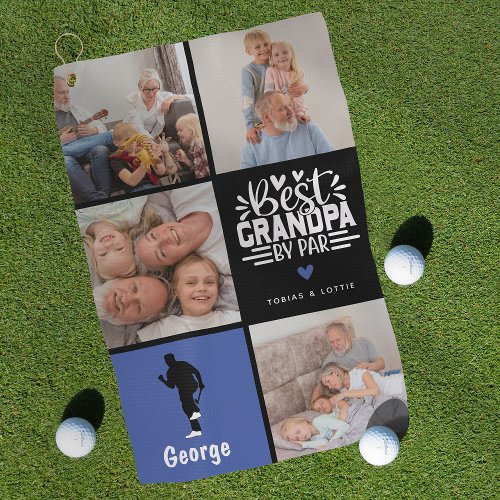 Modern Best Grandpa by Par Photo Collage Gift Golf Towel
