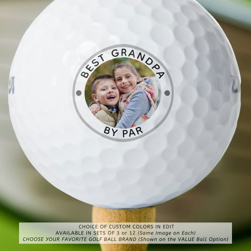 Modern BEST GRANDPA BY PAR Photo Golf Balls