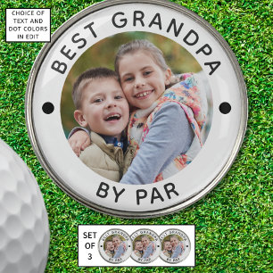 Modern BEST GRANDPA BY PAR Photo Personalized Golf Ball Marker