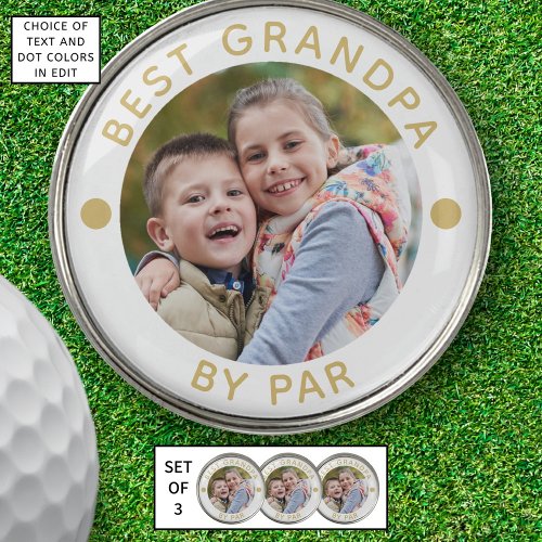 Modern BEST GRANDPA BY PAR Photo Personalized Golf Ball Marker