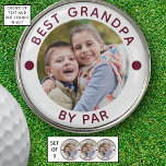 Modern BEST GRANDPA BY PAR Photo Personalized Golf Ball Marker<br><div class="desc">Create personalized photo golf ball markers (set of 3) for the golfer grandfather with the suggested title BEST GRANDPA BY PAR or your custom text in your choice of text and dot colors by changing in EDIT (shown in burgundy maroon and white). ASSISTANCE: For help with design modification or personalization,...</div>