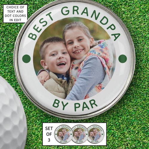 Modern BEST GRANDPA BY PAR Photo Personalized Golf Ball Marker