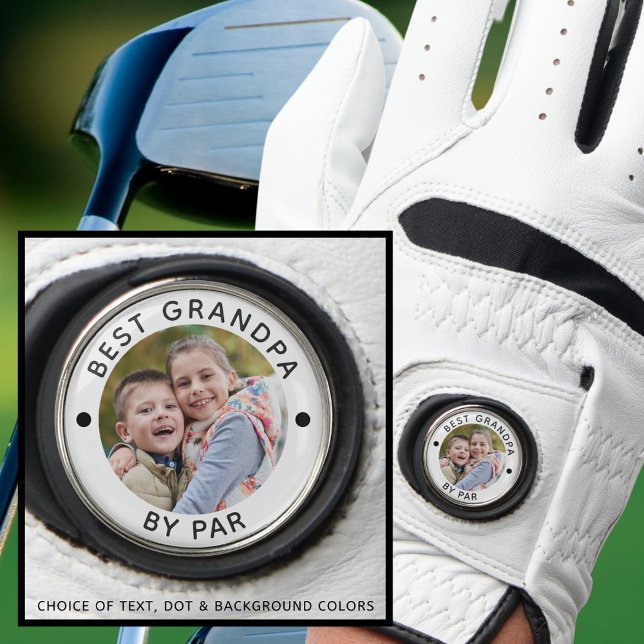 Modern BEST GRANDPA BY PAR Photo Personalized Golf Glove (Creator Uploaded)