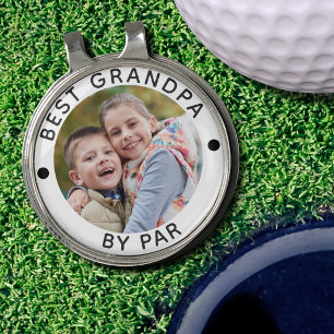 Modern BEST GRANDPA BY PAR Photo Personalized Golf Hat Clip