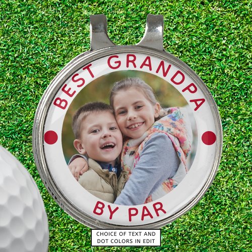 Modern BEST GRANDPA BY PAR Photo Red Personalized Golf Hat Clip