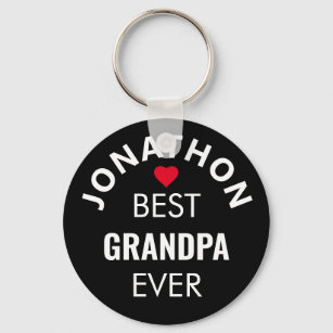 Modern Best Grandpa Ever Name Heart  Keychain