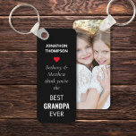 Modern Best Grandpa Ever Name Photo Keychain<br><div class="desc">Modern Best Grandpa Ever Name Heart Photo. A practical gift reminding grandfather how much his grandchildren care.. Personalise the text as required and replace the sample photo on the back with your own.</div>