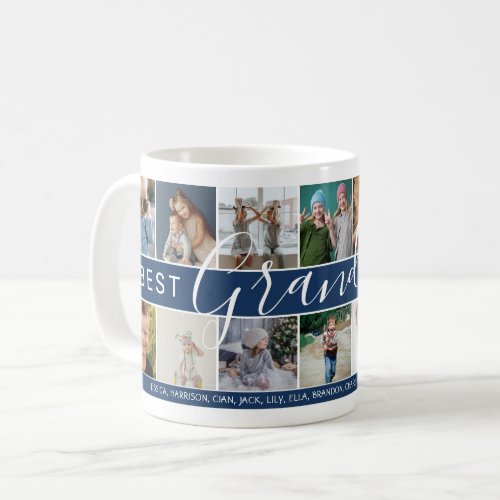 Modern Best Grandpa Ever Photo Collage  Names Coffee Mug