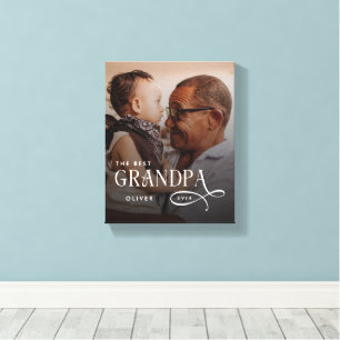 Modern Best GrandPa Ever Photo Personalized Canvas Print
