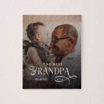 Modern Best GrandPa Ever Photo Personalized Jigsaw Puzzle