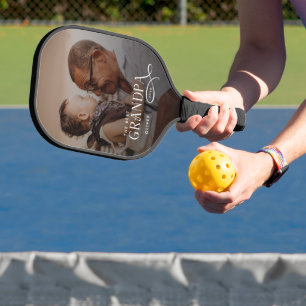 Modern Best GrandPa Ever Photo Personalized  Pickleball Paddle