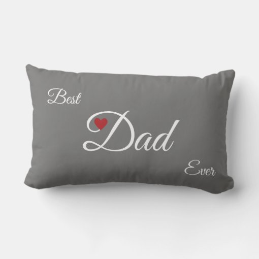 Modern Best Heart Dad on Gray Lumbar Pillow | Zazzle