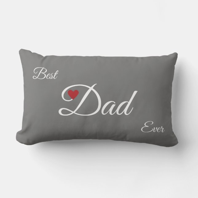 Modern Best Heart Dad on Gray Lumbar Pillow (Front)