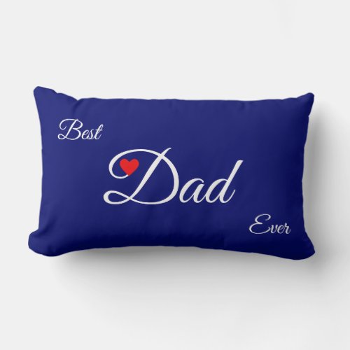 Modern Best Heart Dad on Royal Blue Lumbar Pillow