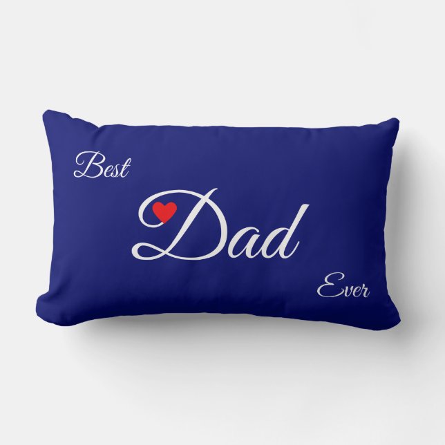 Modern Best Heart Dad on Royal Blue Lumbar Pillow (Front)