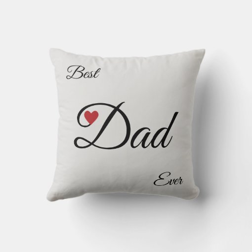 Modern Best Heart Dad on Silver Gray Throw Pillow | Zazzle