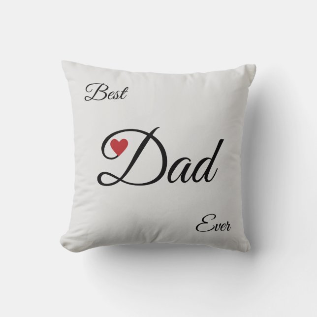 Modern Best Heart Dad on Silver Gray Throw Pillow (Front)