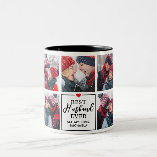 Modern Best Husband Ever 7_Photo Collage  Message Two_Tone Coffee Mug