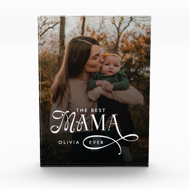 Modern Best Mama Ever Photo Mothers Day Gifts Block (Front)