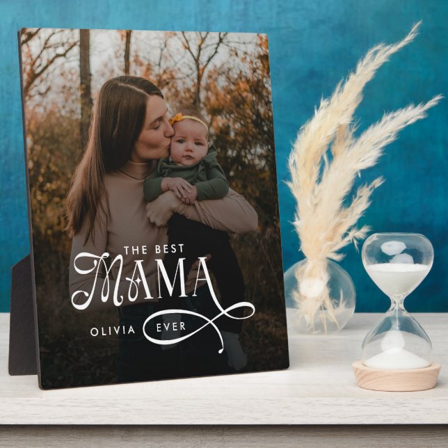 Modern Best Mama Ever Photo Mothers Day Gifts Plaque (Side)