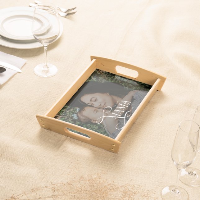 Modern Best Mama Ever Photo Mothers Day Gifts Serving Tray (Front)