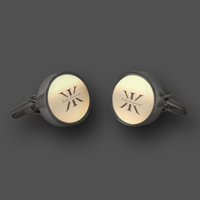 Modern Best Man Elegant Gold Groomsmen Logo K Cufflinks (Modern Best Man Elegant Gold Groomsmen Logo K Cufflinks
)