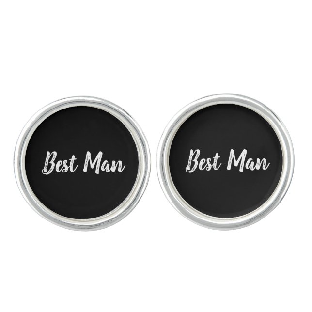 Modern Best Man Wedding Apparel Black Cufflinks (Front)
