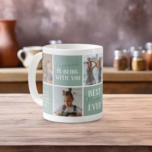 Modern Best Mimi Ever Photo Collage Green Coffee Mug (Creator Uploaded)