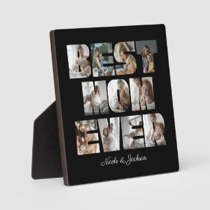Modern Best Mom Ever 11 Photos Collage Black Plaque