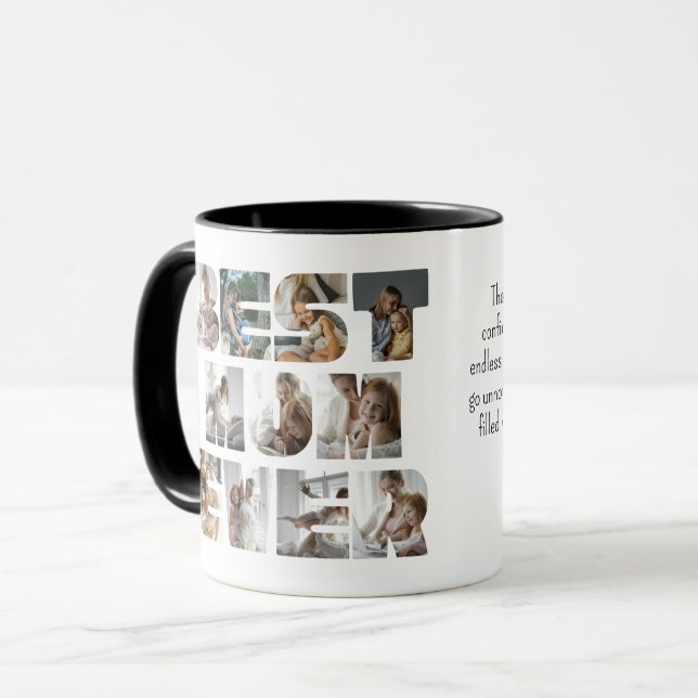 Modern Best Mom Ever 11 Photos Collage White Mug (Front Left)