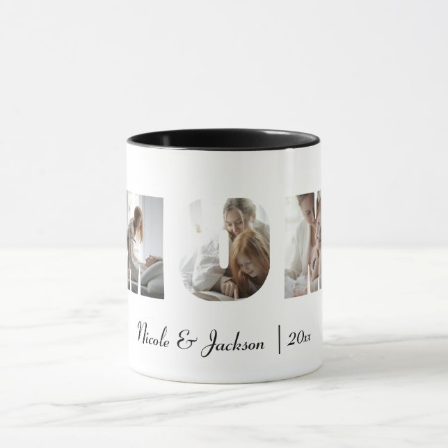 Modern Best Mom Ever 3 Photos Collage White Mug (Center)