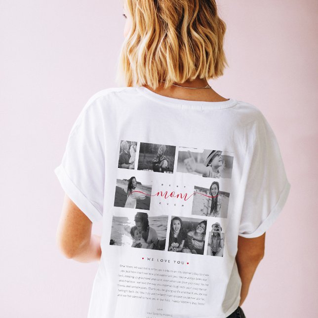 Modern Best Mom Ever 8 Photo Funny Letter Women T-Shirt (Creator Uploaded)