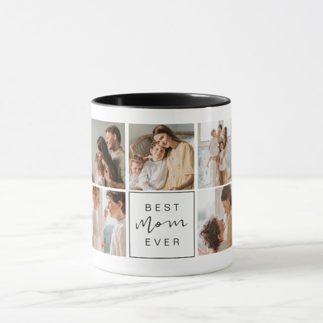 Modern Best Mom Ever Custom Photo Coffee Mug (Center)