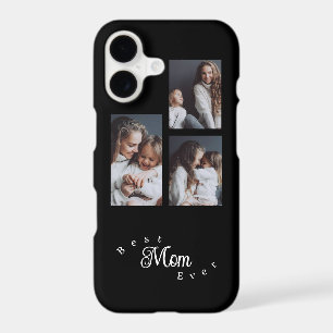 Modern Best Mom Ever Elegant Script Black 3 Photo iPhone 17 Case