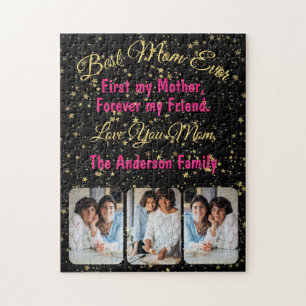 Modern Best Mom Ever Family Photos Mothers Day Jigsaw Puzzle