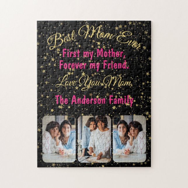 Modern Best Mom Ever Family Photos Mothers Day Jigsaw Puzzle (Vertical)