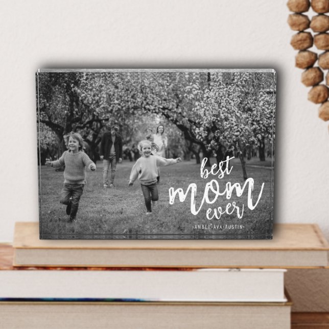 Modern Best Mom Ever Mommy Kids Name Script Photo Block (Creator Uploaded)
