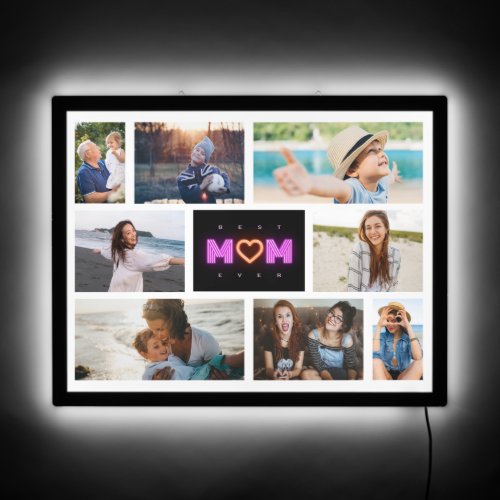 Modern Best Mom Ever Mothers Day Photo collage  LED Sign