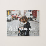 Modern Best mom ever Mother's Day photo Jigsaw Puzzle<br><div class="desc">A simple photo puzzle with a heartfelt message "Best mom ever",  perfect to celebrate Mother's day with style. Just add your own picture and change the font color to your liking.</div>