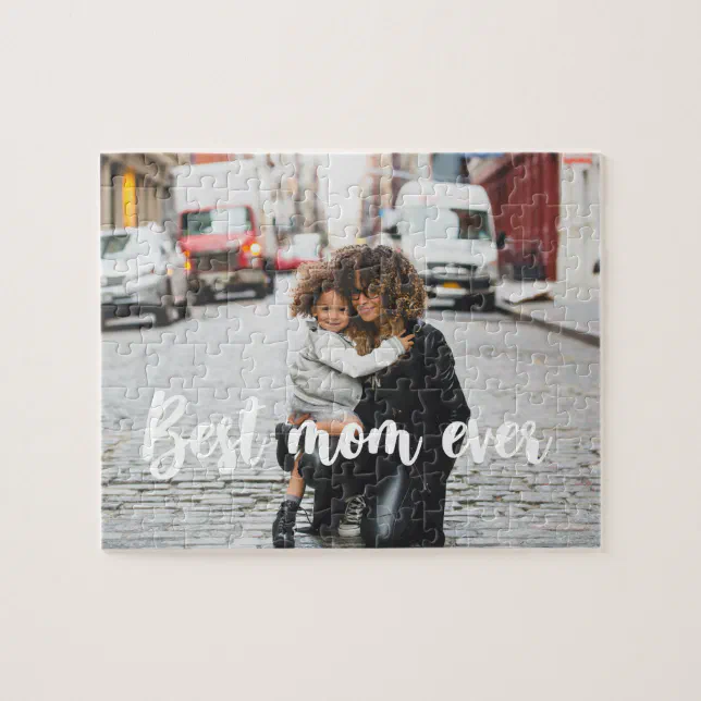 Modern Best mom ever Mother's Day photo Jigsaw Puzzle | Zazzle