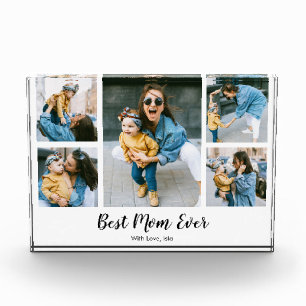 Modern Best Mom Ever Photo Collage Gift For Mom Block